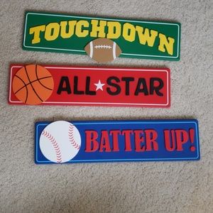 Sports Boy Wall Decor - Football, BB, Baseball